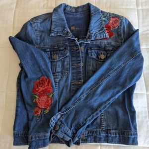 Kut denim jacket with rose embroidery